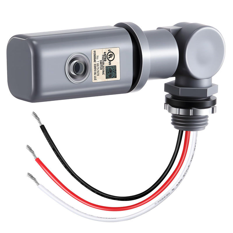 [Australia - AusPower] - 1 Pack Photocell Sensor for Outdoor Light, 120-277VAC 50/60 Hz Swivel Mount Photocell IP54 Waterproof, Dusk to Dawn Sensor Photoelectric for High Power Loads in Commercial or Industrial 