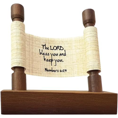 Papyrus Paper Miniscroll with Numbers 6:24 - Bible Verse for Home Decor.