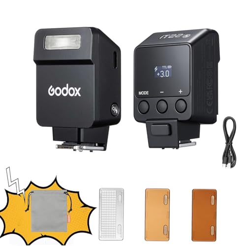 GODOX IT22 N TTL MINI iFlash Camera Flash Light,700+ Flashes & 1.5 s Recycling,6 Stops (1/32 to 1/1 Power),Built in Battery with Magnetic Diffuser & Filter (Black, for Nikon) Black