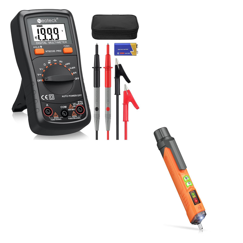[Australia - AusPower] - Neoteck Electrical Safety Pro Kit: Auto Ranging Digital Multimeter & 12-1000V AC Voltage Tester with Continuity, Diode Test, LED Flashlight, Buzzer Alarm, Live/Null Wire Judgment 