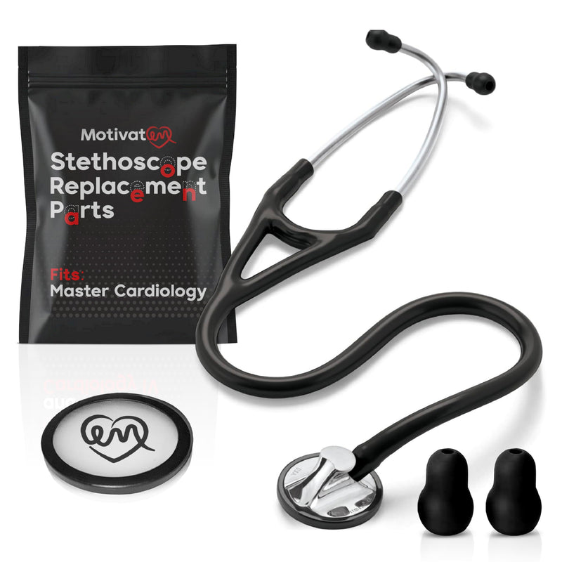 [Australia - AusPower] - Stethoscope Replacement Part Kit for Littman Master Cardiology – Fits Master Cardiology Model (Black) 