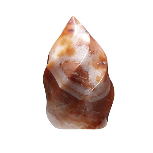 TUMBEELLUWA Carnelian Crystal Obelisk Tower for Home Shelf Desk Decor Red 501-600 g