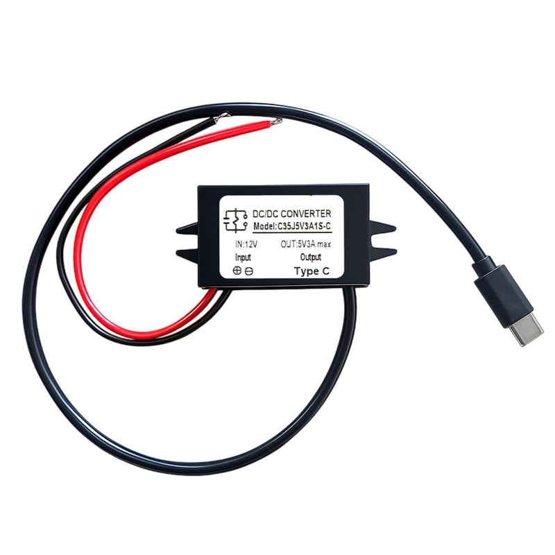 DC-DC 8V-32V to 5V Voltage Converter USB-C 3A 15W, USB Socket 12-V 5V Power Adapter USB Power Supply 24V USB Voltage Converter Waterproof Buck Converter Step-Down Charger Volt Charging Regulator