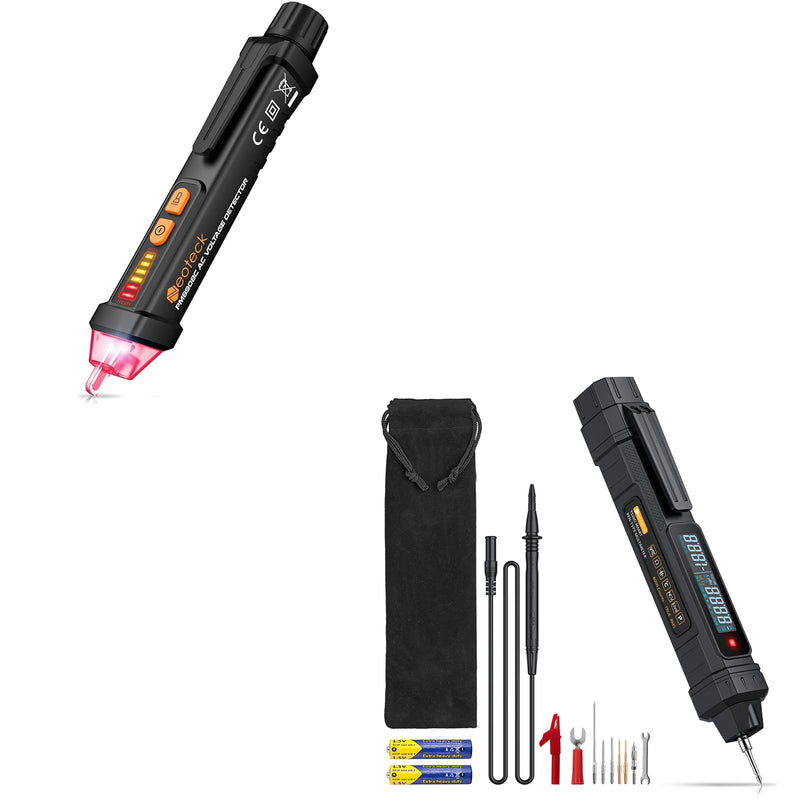 [Australia - AusPower] - Neoteck Professional Electrical Kit: Non-Contact Voltage Tester & Digital Multimeter with 12-1000V AC Detection, 6000 Counts, LED Flashlight, Phase Sequence Detection, Continuity Test 