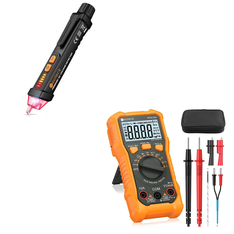 [Australia - AusPower] - Neoteck Professional Electrical Kit: Non-Contact Voltage Tester & Digital Multimeter with 12-1000V AC Detection, 6000 Counts, NCV, TRMS, LED Flashlight, Buzzer Alarm 