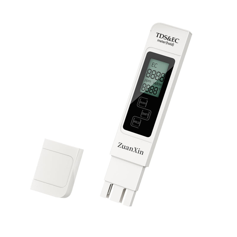 [Australia - AusPower] - TDS Meter, 4 in 1 Water Quality Meter, Accurate and Reliable Digital TDS EC & Temp(°C,°F) TDS Meter 0-9990PPM Water PPM Tester for Drinking Water RO/DI System Aquarium (White) white 