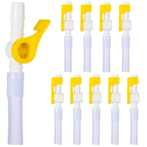 Pack of 10 Catheter Valves, Comfort Flow Catheter Valve, Urine Drain Catheter Valve, Easy to Use Lever Tap Catheter Bag Valve with Smooth Edges and Hose