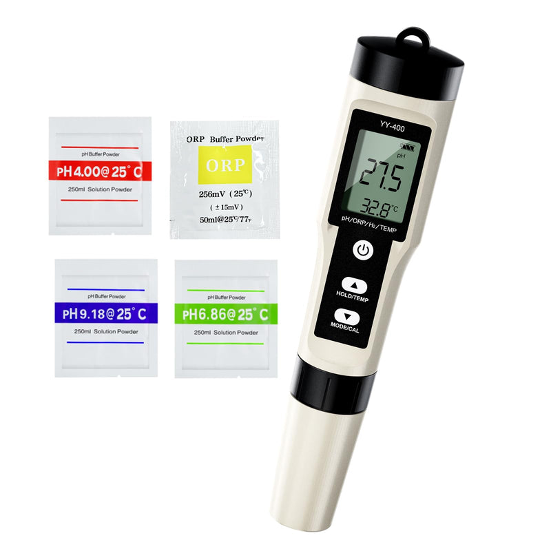 [Australia - AusPower] - ZuanXin PH Meter, 4 in 1 Digital Water Quality Tester with PH/ORP/Temp/H2, PH Tester for Drinking Water, Swimming Pools, Hot Tubs, and Spas (White) black 
