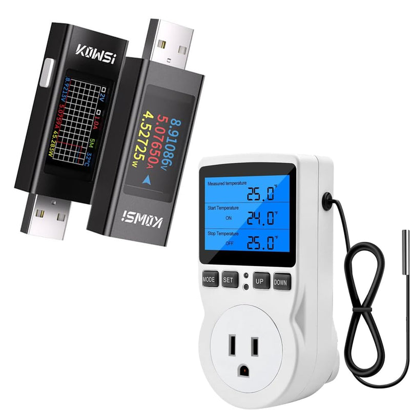 [Australia - AusPower] - Diymore Digital Thermostat Temperature Controller Electric Digital RV Thermostat Heating Cooling Control Mode Timer 1800W 120V 15A Incubator Thermometer Reptile Thermostat Greenhouse Pool Thermometer 