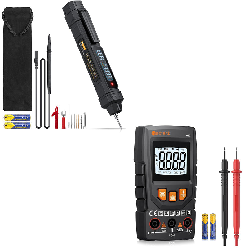 [Australia - AusPower] - Neoteck Professional Electrical Kit: 3-in-1 Multimeter with Phase Sequence Detection & Smart Multimeter, 6000 & 4000 Counts, AC/DC Voltage/Current, Resistance, Continuity, Capacitance, NCV, Data Hold 