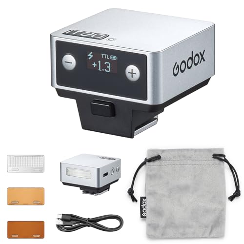 GODOX iT20 Mini TTL Camera Flash Light (45g Ultra-Light) 700 Full Flashes, 1.5s Recycle, Magnetic Accessories for Canon Nikon Sony Fuji Olympus (Siliver, for Canon) Siliver