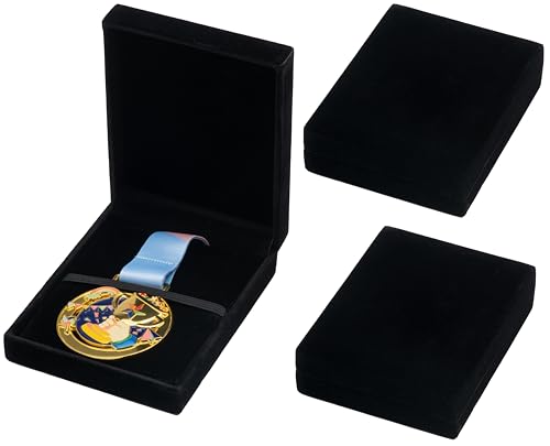 COWFEX 3-piece velvet jewelry box set with single medal display and storage compartments for organizing medals and small jewelry items