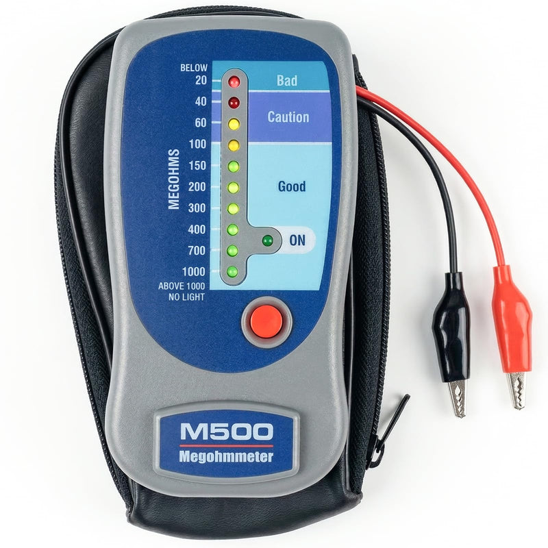 M500 Megohmmeter Insulation Tester, HVAC Compressor & ECM Motor Tester up to 1000 Megohms at 500V DC, Volt Ohm Meter with Soft Case