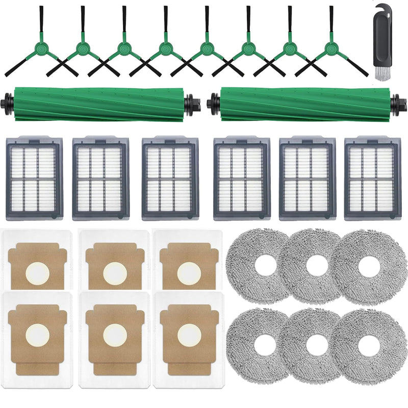 [Australia - AusPower] - Replacement Parts for iRobot Roomba Plus 405/505 Combo Robot Vacuum and Mop 28-Pack Accessories Kit:2 Main Brushes,6 Dust Bags,6 Filters,6 Mop Pads,6 Side Brushes,1 Cleaning Brush 405 / 505 Combo replacement parts 