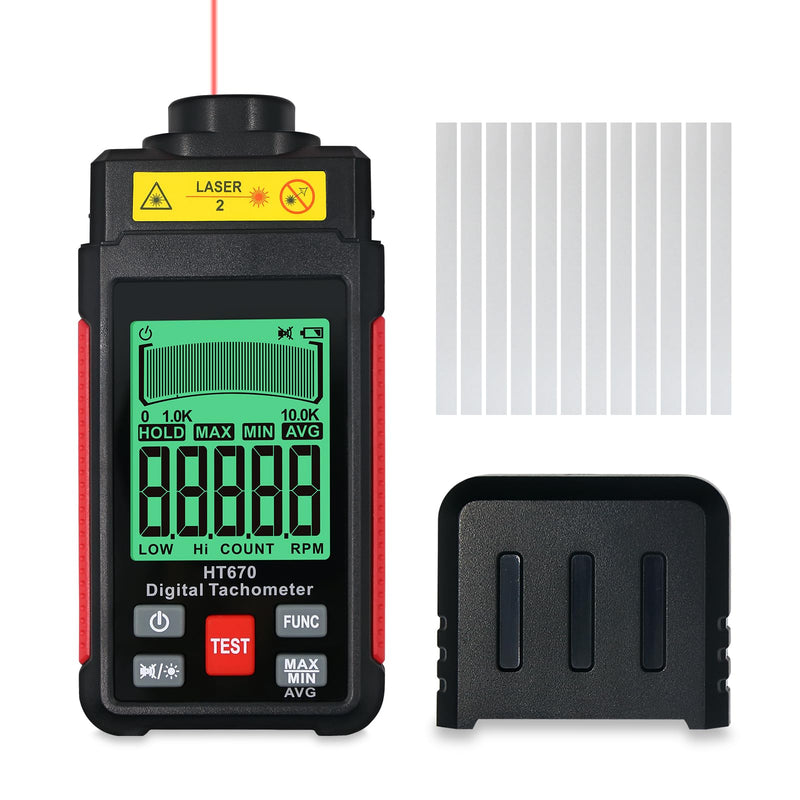 [Australia - AusPower] - Digital RPM Tachometer Check for RPM & Counting, 10-99999 RPM High Precision Laser Non Contact Tachometer RPM Meter Tester with Reflection Tape, Backlit Large LCD, Data Hold, and Max/Min/AVG Function 