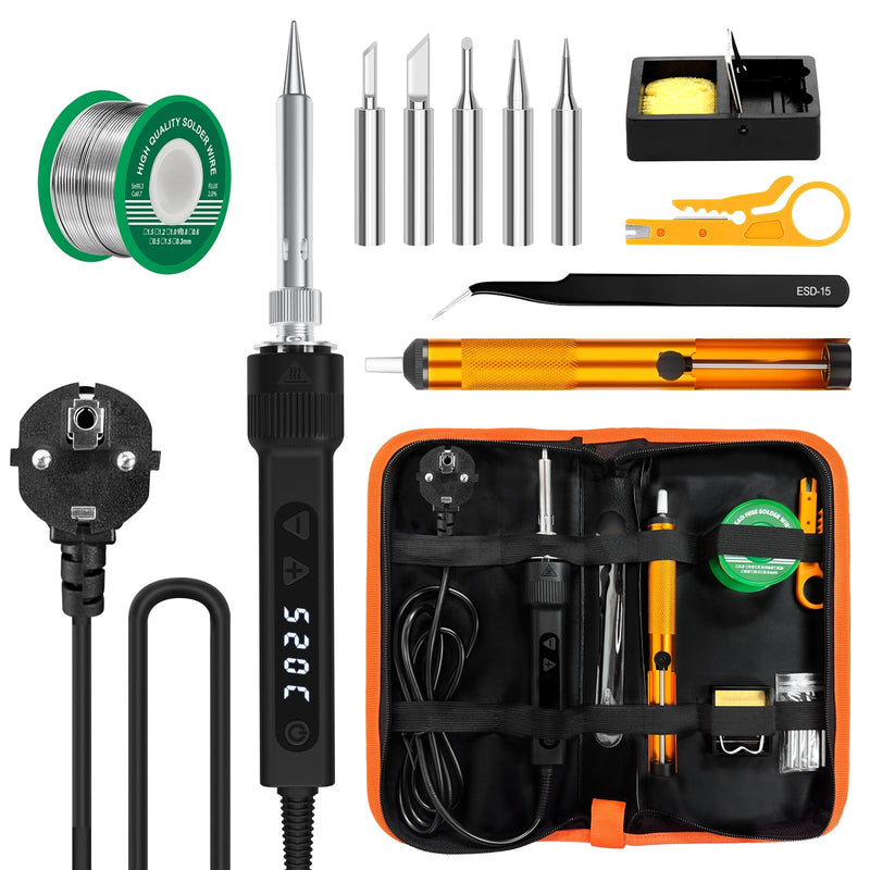 120 W LED Soldering Iron Set, 7 Seconds, Heating, Adjustable Temperature 180-520 °C | Auto Schlafmodus Präzise Lötwerkzeuge Elektronik Reparatur mit Lötdraht 5 Lötkolbenspitzen Entlötpumpe Ständer Pinzette