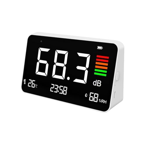 Decibel Meter, 4-in-1 Decibel Meter DB Meter Sound Level Meter with Temperature & Humidity, Noise Detector with LED Screen, for Home, Baby Room, Library