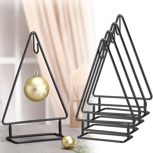 Cinnvoice Metal Christmas Ornament Stand Tree Shaped Holder, Black 10 Inch