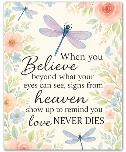 ZUKIY Dragonfly Design from Heaven Wall Art - 8x10 Unframed Motivational Print - Dragonfly Decor for Home Office Classroom - Inspirational Pictures for Women Men - Gift for Birthday Graduation