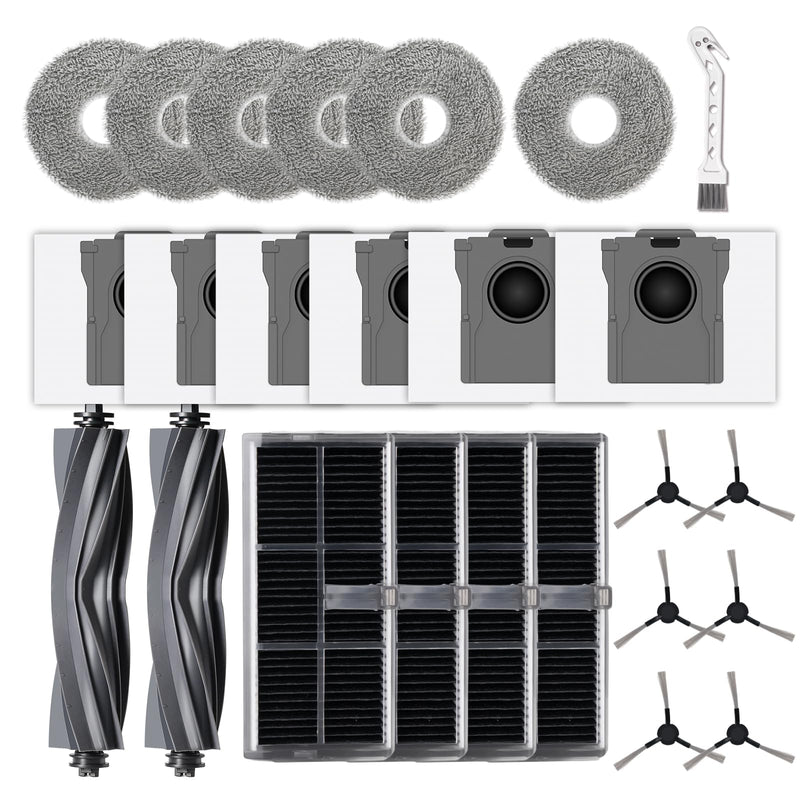 [Australia - AusPower] - Replacement Parts for Dreame L10s Ultra Gen 2/L10s Pro Ultra Heat/X30 Ultra/L40s Ultra AE/L40s Ultra CE/for E30 Ultra Robot Vacuum 2 Main Brush,4 Filters,6 Mop Pads,6 Dust Bags,6 Side Brush L10 Gen 2/ L10 Heat/L40s Ultra AE/CE 