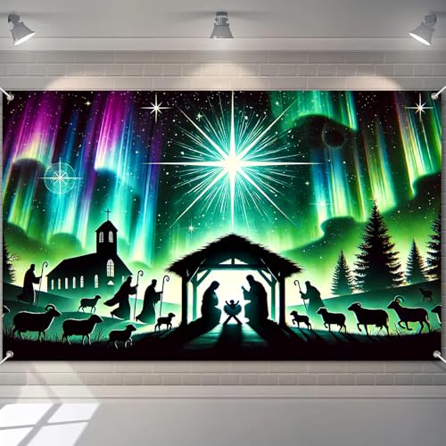 BlissYard Christian Manger Backdrop Star Christmas Decorations 71 x 43 Inch