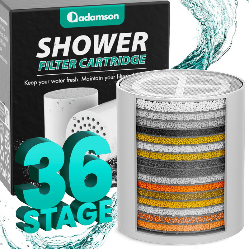 Replacement Shower Filter Cartridge with 36 Filter Levels | Provides up to 6 months of clean water without tools Replacement Filter Cartridge