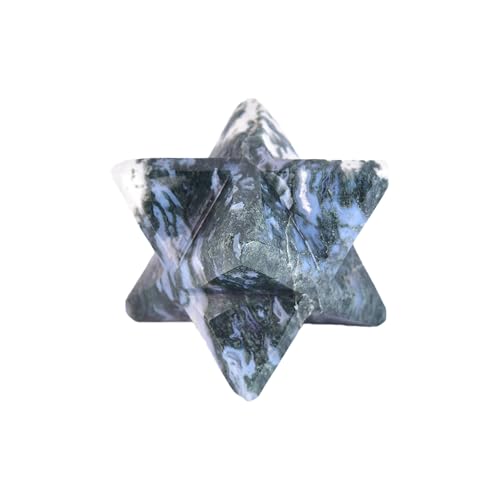 JIC Gem Amazing Gemstone Merkaba Moss Agate Metaphysical Merkaba Star for Energy Generator Crystal and Healing Stones for Grid Home Decor Protection Spiritual Gifts Reiki (6-7cm) 2.36-2.75 Inch