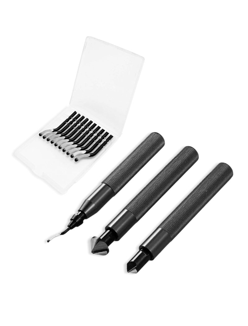 Deburring Tool Set 2 Submerged Hand Reamers with 10 Blades - Metal, Resin, PVC Pipe, Copper, Plastic, 3D Printing Edge General Purpose Pipe Trimming and 3D Printing Burr Removal Specialty (Black) black