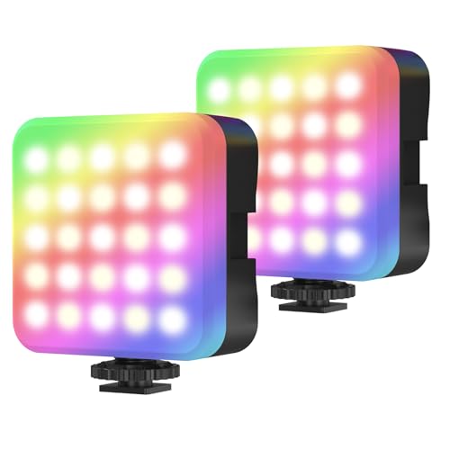 Zeadio RGB Camera Video Light - 800LM Adjustable 3000K-7000K Color Temperature & 6 Colors, CRI95 Portable Pocket LED Light for DSLR/Tabletop Filming/Selfie/Cell Phone/Photography, Pack of 2
