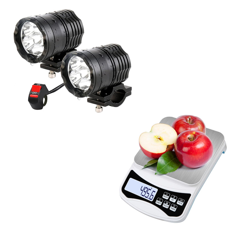 [Australia - AusPower] - Motorcycle Driving Lights 12-60V 40W 3600LM LED Fog Lights + Digital Lab Scale 5000g x 0.1g LCD Display Analytical Balance Jewelry Scale 