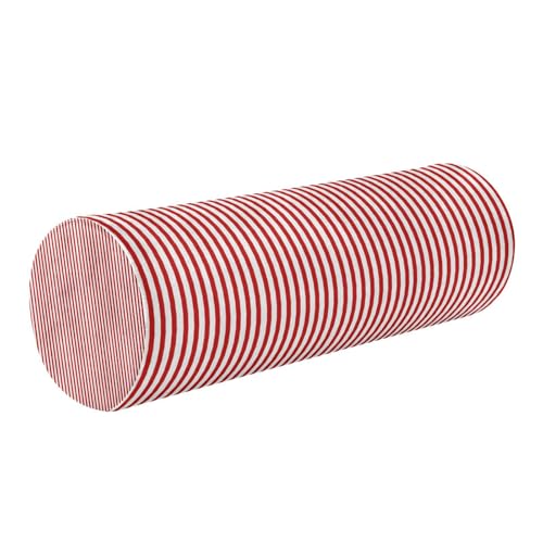 Red White Stripes Neck Roll Pillow - Extra Dense Memory Foam Round Cylinder Bolster for Cervical Support, Spondylosis, Neck Pain Relief Red Stripes