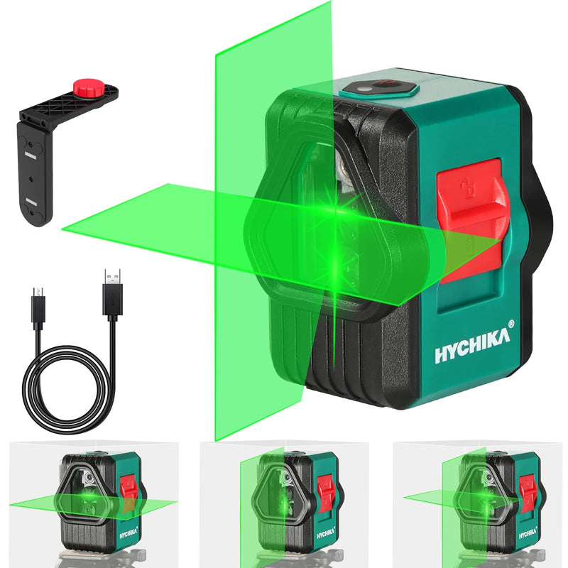 [Australia - AusPower] - HYCHIKA Laser Level with 2 Laser Heads, 360°Self Leveling Lazer Leveler Tool, Dual Green Cross Line Laser 150 Ft for Construction Project, Renovation, Floor Tile, Picture Hanging 