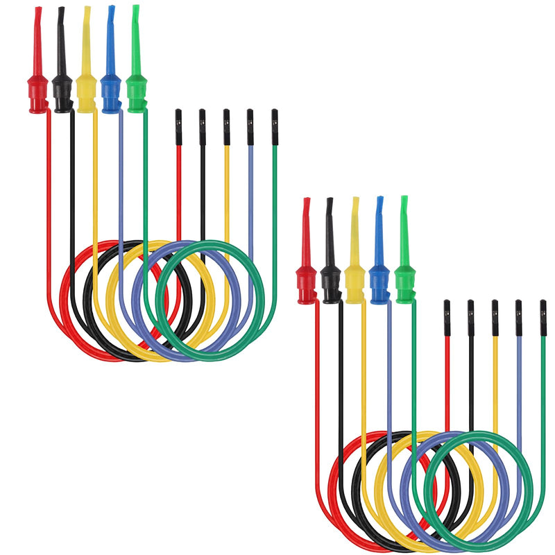 [Australia - AusPower] - 10PCS Test Hook Clip to Breadboard Female Jumper Wire Electrical Test Wire 22AWG Flexible Test Lead for Electrical Test 28.5cm 