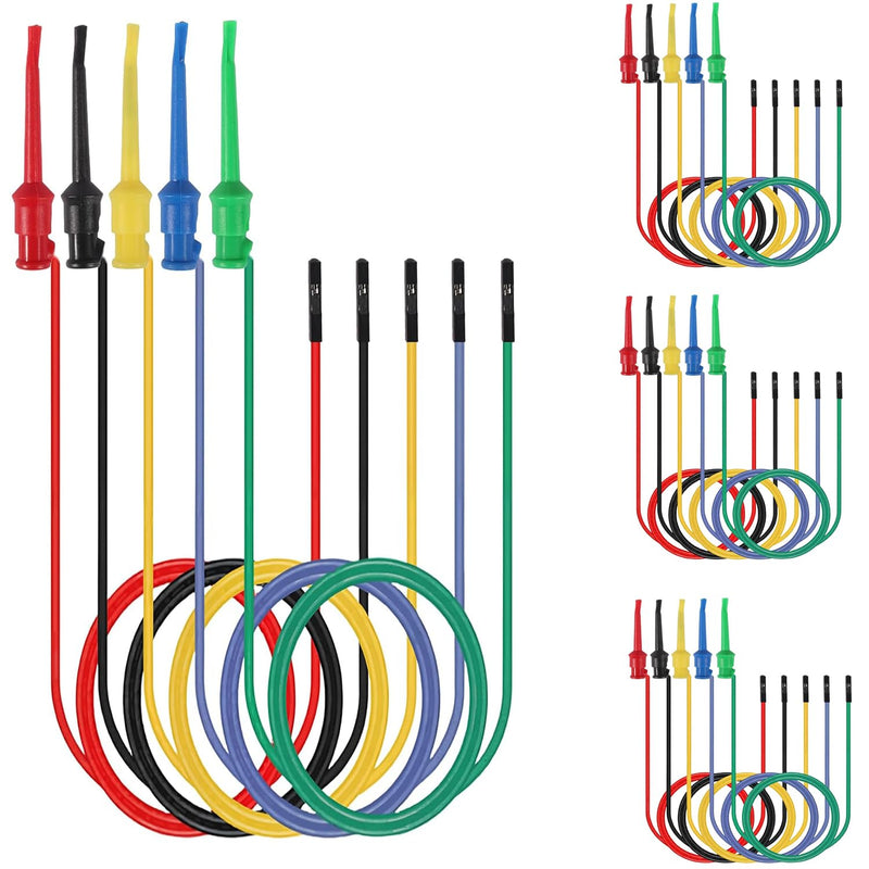 [Australia - AusPower] - 20PCS Test Hook Clip to Breadboard Female Jumper Wire 22AWG Flexible Test Lead for Multimeter Electrical Test 28.5cm 