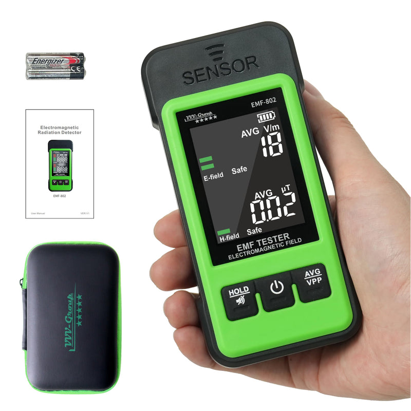 [Australia - AusPower] - EMF Detector EMF-802 by VVV-Group | Electromagnetic Radiation Meter with Electric & Magnetic Field Detection, Peak/Average Modes, LCD Alarm | EMF Reader for Home, Office, RF Safety 