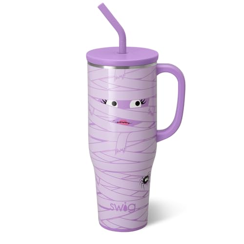Swig Life 40oz Insulated Mega Mug with Handle & Straw, Boo Crew Mummy 40 Ounces
