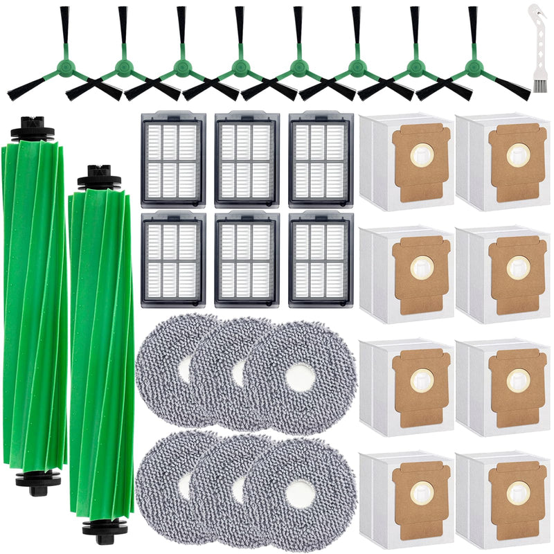 Replacement Parts Accessories Kit for iRobot Roomba Plus 505 Combo 405 Combo Robot Vacuum Cleaner, 2 Roller Brush, 6 Mop Pads, 6 Filters, 8 Side Brush, 8 Vacuum Bags 2+6+6+8+8 Pack