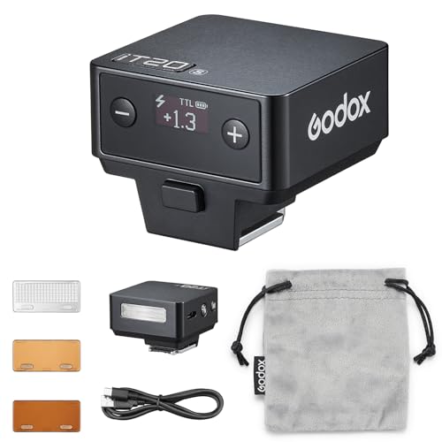 GODOX iT20 C/N/S/F/O iFlash TTL Camera Flash Light, 700+ Flashes & 1.5 s Recycling, 6 Stops (1/32 to 1/1 Power), Built in Battery with Magnetic Diffuser & Filter (Black, for Sony) Black