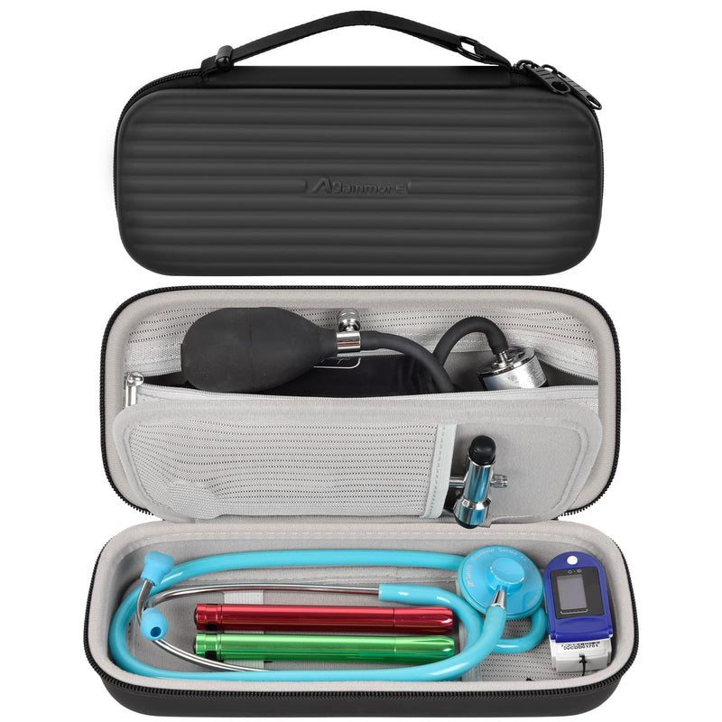 [Australia - AusPower] - Stethoscope Case Compatible with 3M Littmann Classic III/for MDF Instruments/for Paramed/for FriCARE Monitoring Stethoscope, Extra Room for Doctor & Nurse Accessories-Black Black 