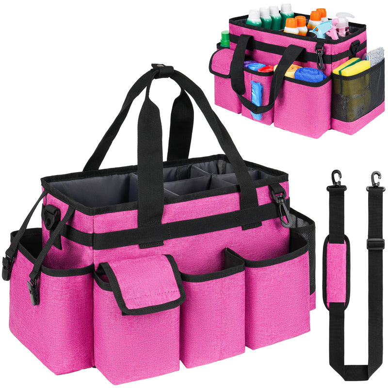 Cleaning Caddy,Cleaning Bag for Housekeepers,Cleaning Supplies Organizer with Handle,Rose Red Medium Rose Red