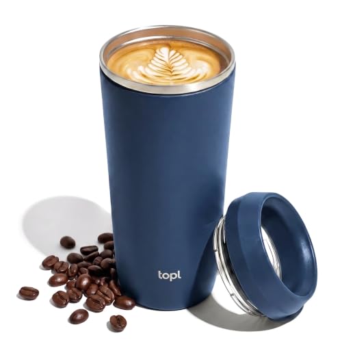 TOPL Coffee Tumbler, Stainless Stell Insulated Water Bottle, Navy, 20oz
