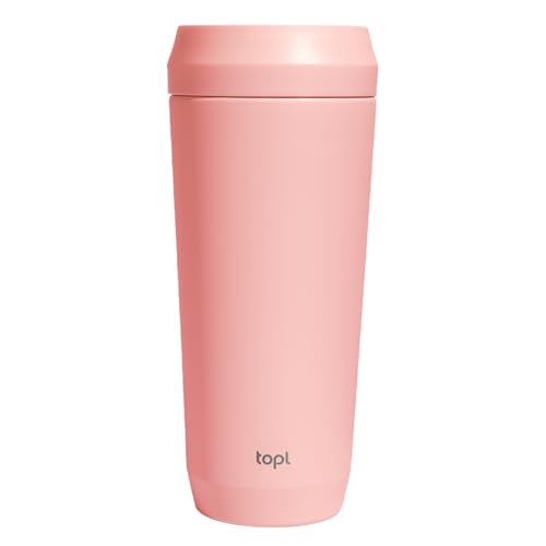 TOPL To Go Coffee Cup – Insulated Travel Coffee Mug with 360° Leak‑Safe Lid, Stainless Steel Coffee Tumbler for Hot/Cold, Spill‑Resistant, BPA‑Free - Rose, 20 oz