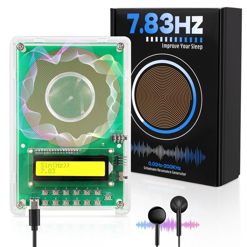Adjustable Frequency Generator for Healing (0.01Hz-200kHz), 7.83Hz Schumann Resonance Generator, USB-C Powered Sine Wave Signal Generator for Sleep, Yoga, Meditation & Stress Relief with LCD Display White