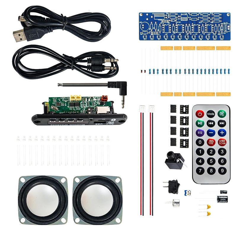 Electronic Soldering Kit Radio Mini Amplifier 87.5-108MHz DIY Kit Amplifier Bluetooth Speaker with Spectrum Soldering Exercises Loose Parts