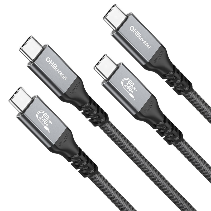 [2 Pack 5FT]80Gbps USB 4 Cable for Long Thunderbolt 4 Cable, 120Gbps Bandwidth for 16K/Dual 8K, 240W Fast Charging USB C Monitor for Thunderbolt 4/3,iPhone 16/15,MacBook Pro/Air,iPad Pro,Dell XPS 5FT-2Pack