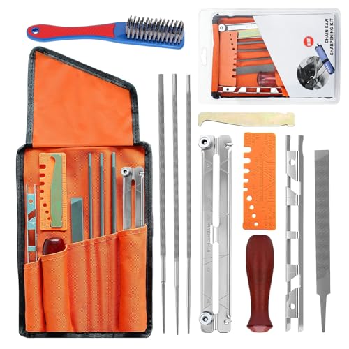 Chainsaws Sharpening Files Sharpening Set Universal Field Chainsaw Sharpener | Contains 4.0, 4.8, 5.5 mm for sharpening saw chains. Includes round file, flat file, depth gauge, file guide, handle and bag