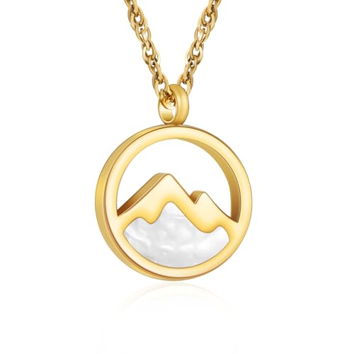 XIUDA Mountains-Faith Cremation Urn Necklace for Ashes Keepsake Stainless Steel Cremation Jewelry for Human Ashes Memorial Urn Pendant for Women Gold