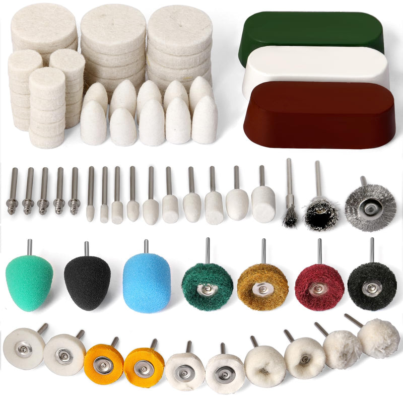 78PCS Buffing Wheel for Dremel Polishing Kit, HOMEIDOL 1/8" Shank Polishing Buffing Wheel for Dremel Tool Accessories with Buffing Compound, Abrasive Wheel Buffing Polishing Wire Brush Polishing Bits
