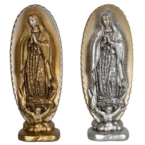 Grace4Joy Virgen de Guadalupe Statues - 2 Pack Our Lady of Guadalupe Statue Religious Home Decor, 4.8 Inches Mexican Virgin Mary Statue Catholic Gifts for Women