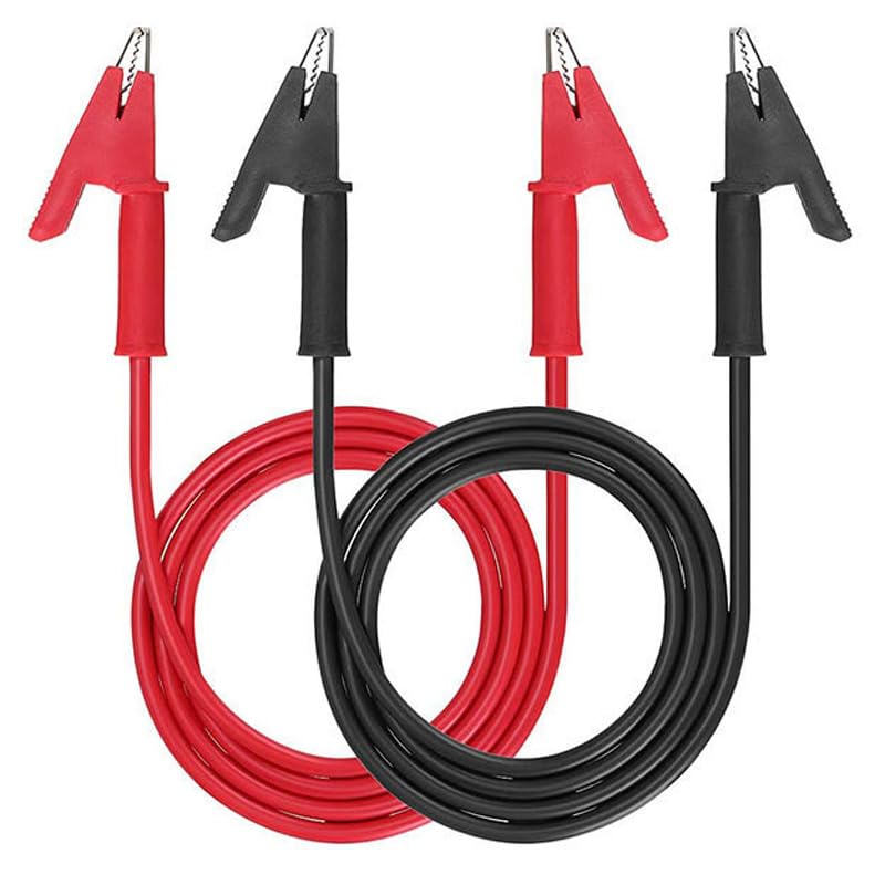[Australia - AusPower] - Dual Ended Alligator Clips, 2 Pcs 3.3ft/1m Electrical Test Lead Wires, 15A Copper Clamps with Protective Jack Copper Clamps for Electrical Testing, Flexible Cable for Electrical Testing & Repairs 